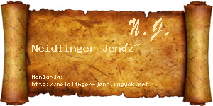 Neidlinger Jenő névjegykártya